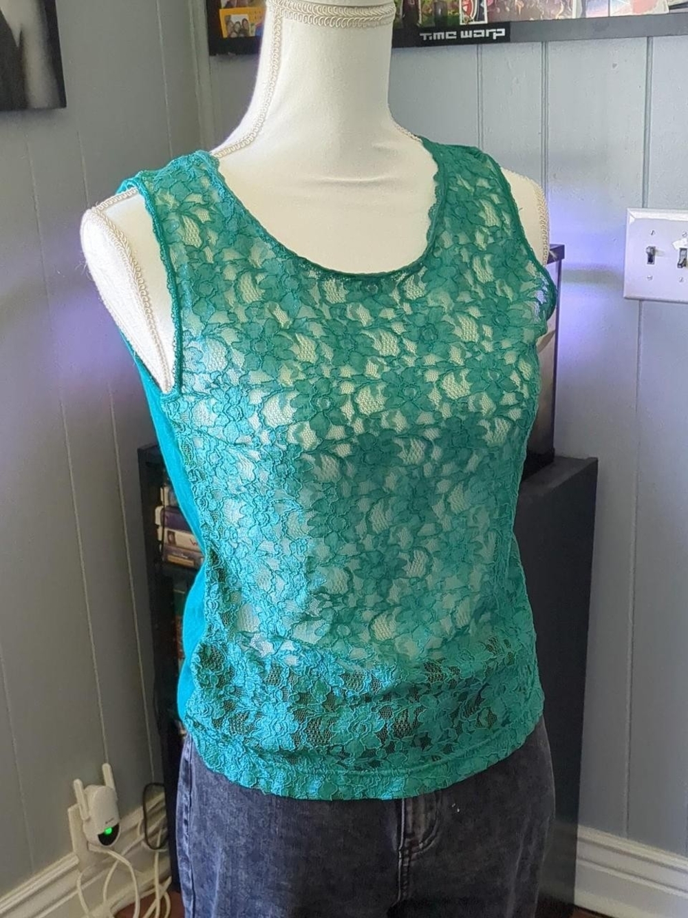 Victoria's Secret Teal Lace Overlay Tank